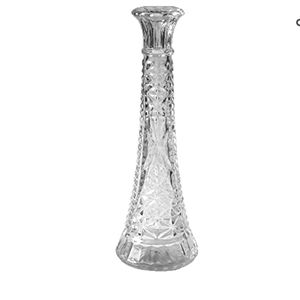 Clear Etched Tapered Scalloped Bud Vase 9"